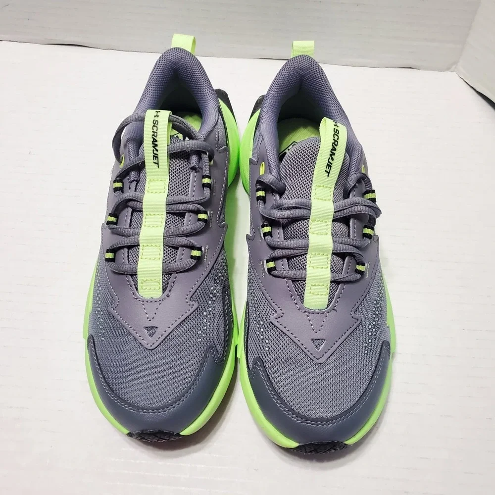 Under Armour Boys Scramjet 6 Running Shoes Grey Black Green Kids Youth Size 5Y
